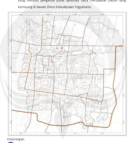 Gambar 1.6. Posisi Kantor Balai Bahasa dan Dinas Kebudayaan di Yogyakarta Sumber: pengamatan penulis tahun 2011-2012 