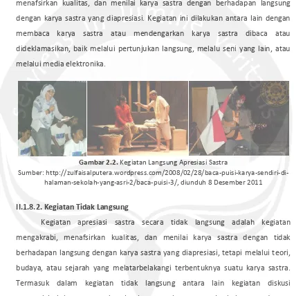 Gambar 2.2. Kegiatan Langsung Apresiasi Sastra 