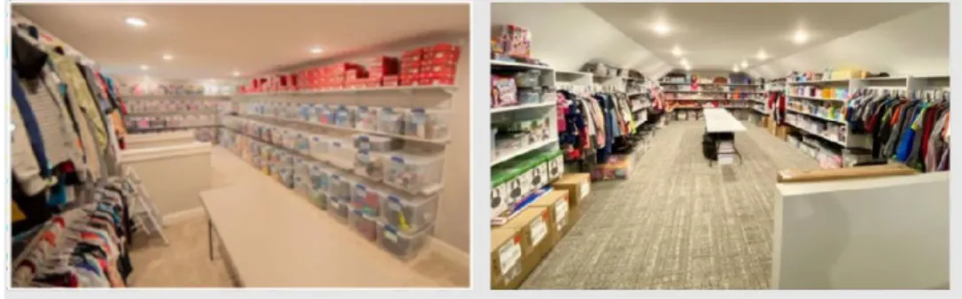 Figure 1.  Sample closets containing new items for children staying at Foster House. 