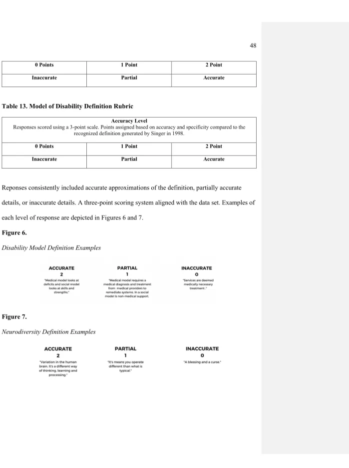 Table 13. Model of Disability Definition Rubric 