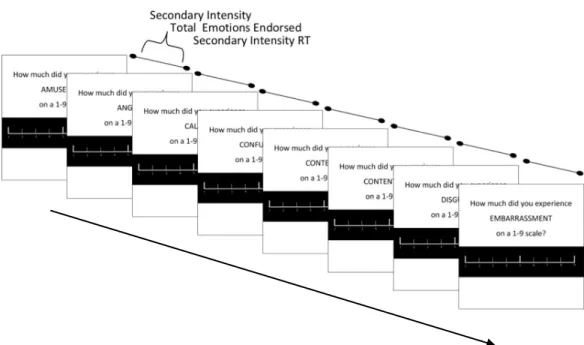 Figure 4.  An abbreviated trial of the secondary emotion portion of the experiment and  variable labels
