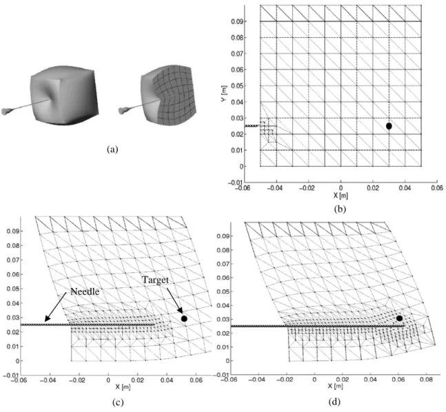 Fig. 3.1. Finite element modeling of needle insertion in elastic tissue [2]. 