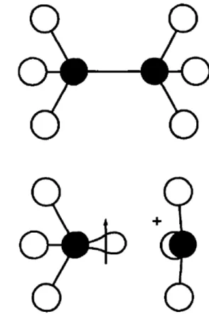 Figure 3: Schematic diagram of an E 0 γ center, showing the characteristic strained Si-Si bond pre- pre-cursor state and the charged EPR active state