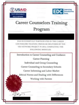 Figure 6: A Career Counseling Certification 