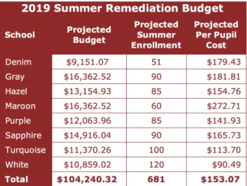 Table 3.1: Summer Programming Budget Breakdown 