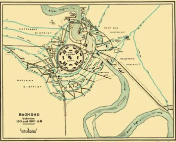 Figure 1: Baghdad.  Source: William Muir, The Caliphate: Its Rise, Decline, and Fall: From  Original Sources (Edinburgh, 1883), 464