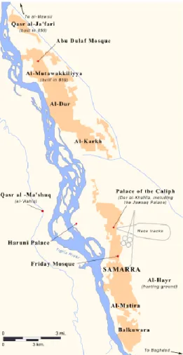 Figure 1: Abbasid Samarra Map. Source: Public Domain via Wikimedia  Commons.  