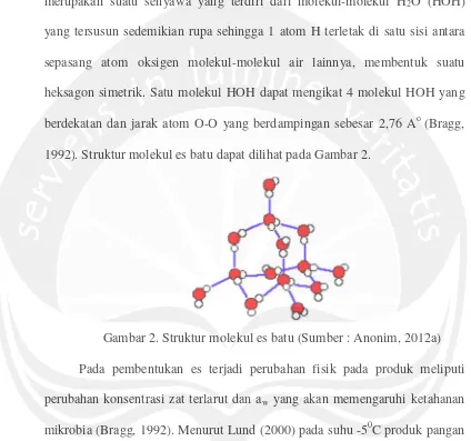 Gambar 2. Struktur molekul es batu (Sumber : Anonim, 2012a)