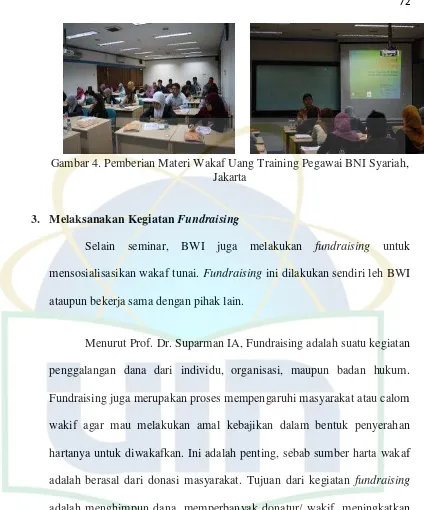 Gambar 4. Pemberian Materi Wakaf Uang Training Pegawai BNI Syariah, 