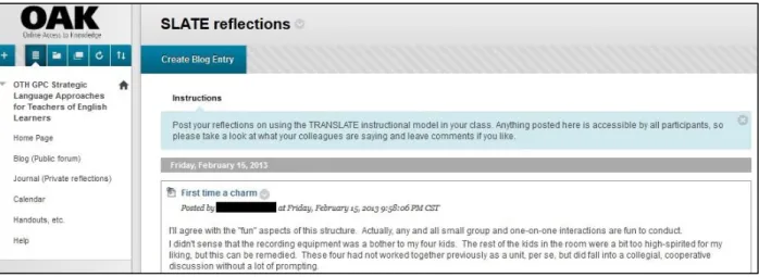 Figure 4. Screenshot of a blog entry on the project wiki 