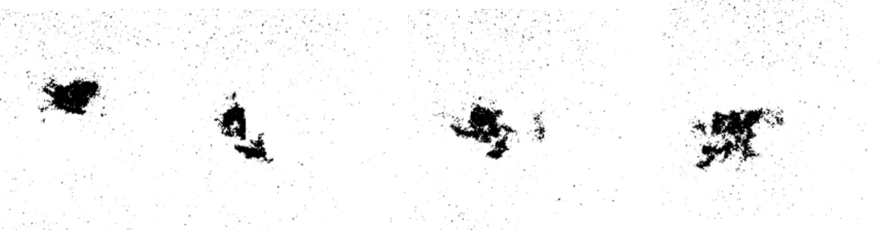 Figure 24: Sample raw CH 2 O created by plasma kernels which failed to initiate a flame kernel at  M = 0.3/ϕ = 1 for the PNPG turbulence