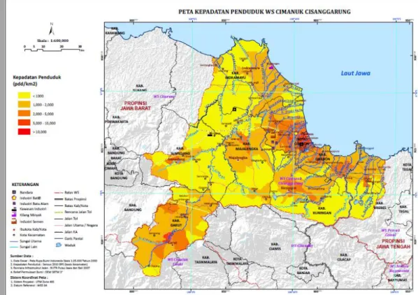 Gambar 5-6 Peta Kepadatan Penduduk WS Cimanuk Cisanggarung 