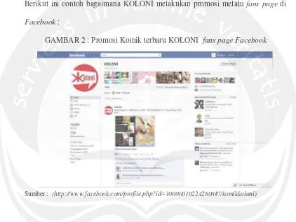 GAMBAR 2 : Promosi Komik terbaru KOLONI  fans page Facebook 