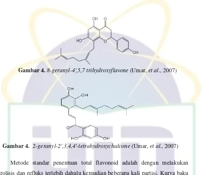 Gambar 4.  8-geranyl-4',5,7 trihydroxyflavone (Umar, et al., 2007) 