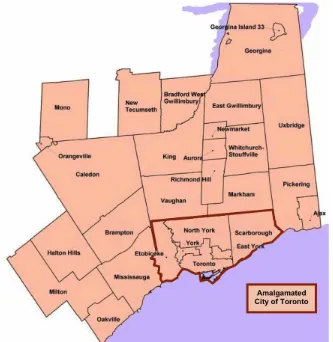 Figure 1. Map of Toronto Region (Gertler et al, 2006b). 