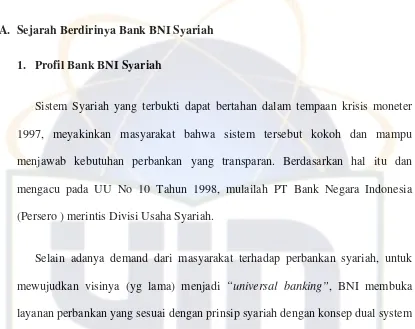 GAMBARAN UMUM TENTANG BANK BNI SYARIAH 