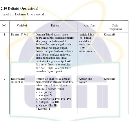 Tabel 2.5 Definisi Operasional 