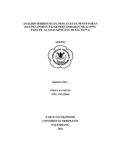 ANALISIS PERHITUNGAN, PENCATATAN, PENYETORAN DAN PELAPORAN PAJAK ...