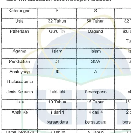 Table 4.1. Gambara111 Umum Subjek Pe111elitian 