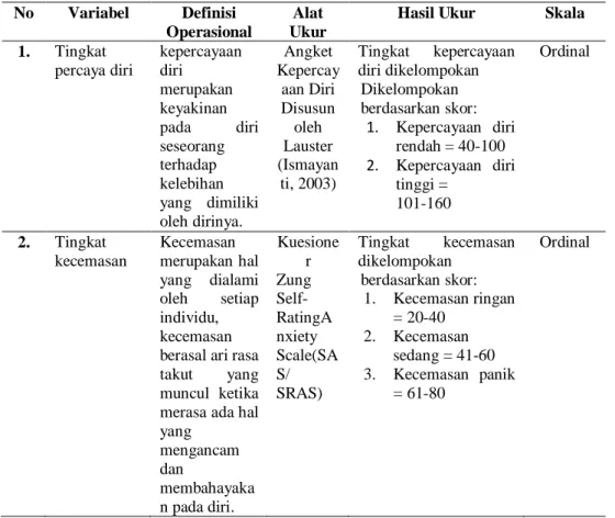 Tabel 3.2  Definisi Operassional 