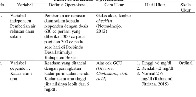 Tabel 3. 1Definisi Operasional  