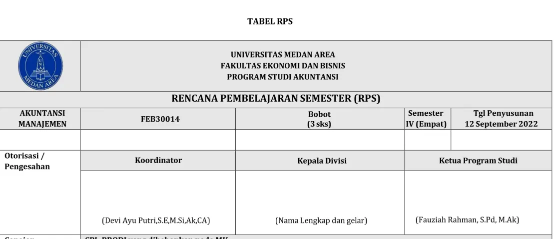 TABEL RPS 