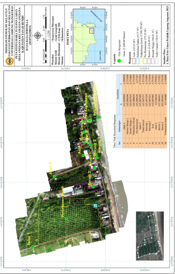 Gambar 4.3. Peta Foto Udara Tutupan Lahan di Desa Angsana Kabupaten Tanah  Bumbu 