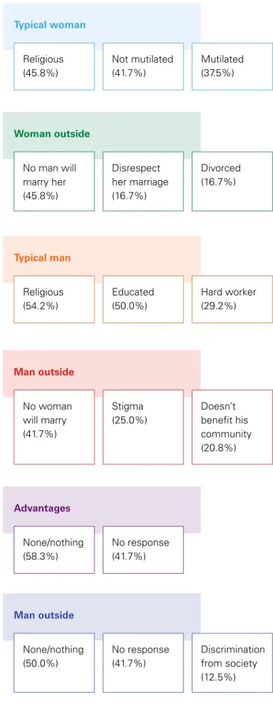 Figure 21. Gender Boxes results from Ethiopia  (reflecting most common answers given)