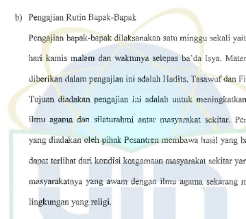 Tabel Pengajian Rutin Bapak-Bapak dan lbu-Ibu Pondok Pesantren 