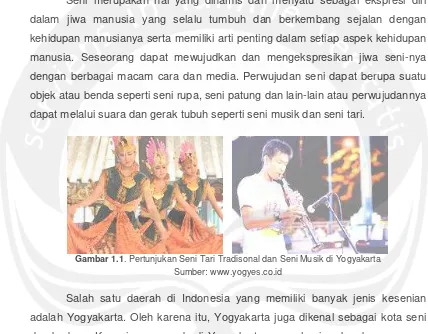 Gambar 1.1   . Pertunjukan Seni Tari Tradisonal dan Seni Musik di Yogyakarta 