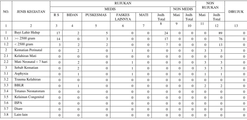 Tabel 2.8 Kegiatan Perinatologi RSUD Dr.Tjitrowardojo Purworejo Bulan Januari  2020 