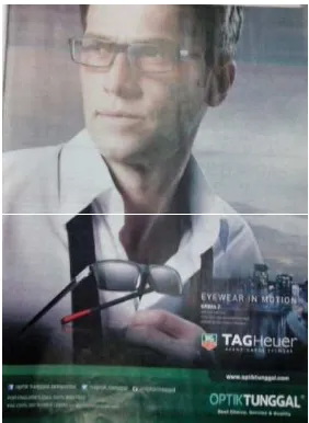 Gambar 2. Sosok Laki-laki Barat Sebagai Model Ilustrasi Iklan untuk Produk Kacamata Merk Tagheuer(Sumber: Majalah Tempo 31 Agustus 2014)