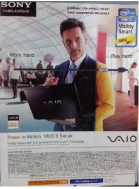 Gambar 4. Sosok Laki-laki Barat Sebagai Model Ilustrasi Iklan untuk Laptop Merek Sony Vaio(Sumber: Majalah Tempo, 17 Mei 2011)