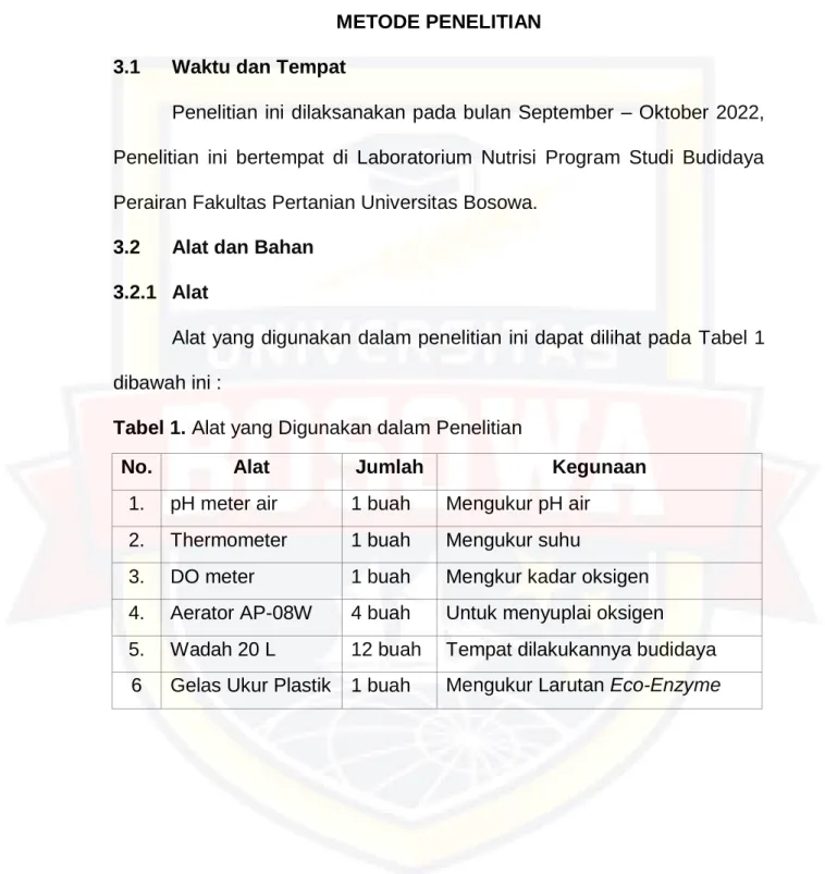 Tabel 1. Alat yang Digunakan dalam Penelitian 