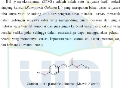 Gambar 1. etil p-metoksi sinamat (Marvin Sketch) 