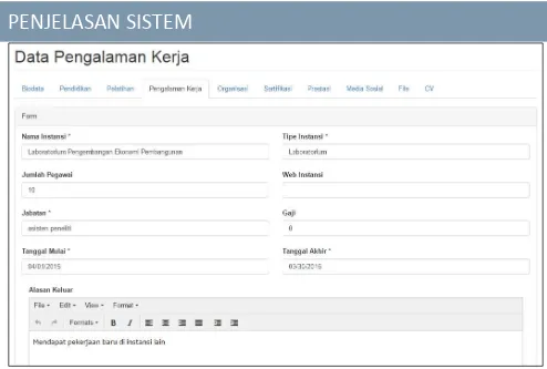 Tabel Data Pengalaman Kerja 