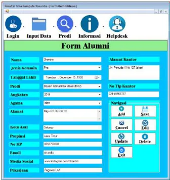 Gambar 6. Tampilan Form Alumni 