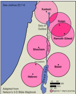 Gambar 2.1 Lokasi Kota-  kota Perlindungan di Israel KunoKota-Kota Perlindungan