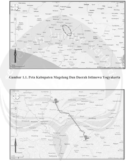 Gambar 1.1. Peta Kabupaten Magelang Dan Daerah Istimewa Yogyakarta  