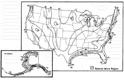 Figure 2.5: Wind Map of the United States, (UBC 1995)