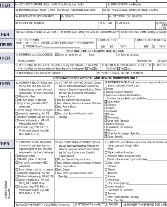 FIGURE 4-1  Sample of U.S. Standard Certificate of Live Birth.