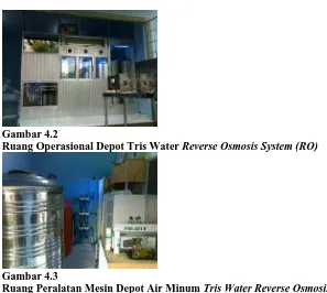 Gambar 4.3 Ruang Peralatan Mesin Depot Air Minum Tris Water Reverse Osmosis System (RO) 