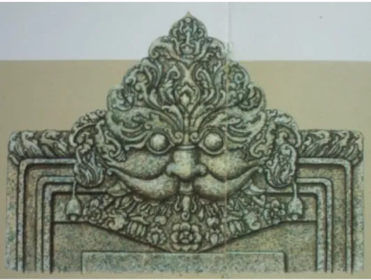 Gambar 8: Corak Kala dari candi Borobudur   (Miksic, dalam Gunawan Tjahjono, 2002: 61) Seni hias klasik 