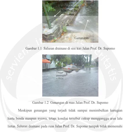 Gambar 1.1  Saluran drainase di sisi kiri Jalan Prof. Dr. Supomo 