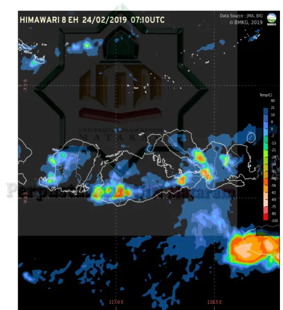 Gambar 2.1 Peta Citra Satelit Himawari 8 EH Untuk Daerah Propinsi  Nusa Tenggara Barat 
