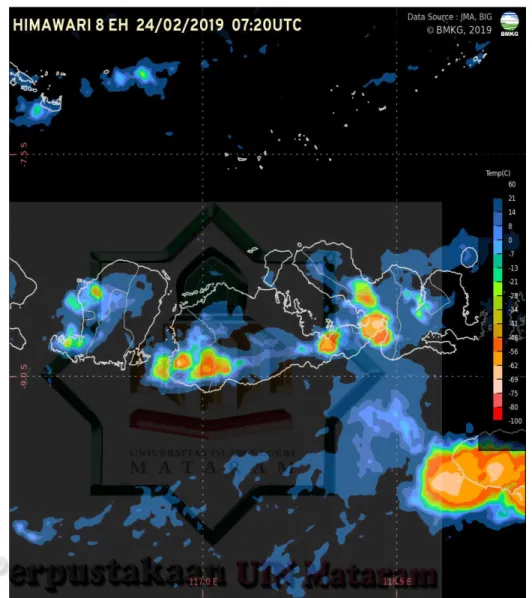 Gambar 2.2 Peta Citra Satelit Himawari 8 EH Untuk Daerah Propinsi  Nusa Tenggara Barat 