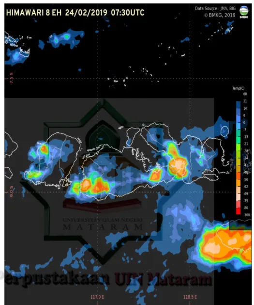 Gambar 2.3 Peta Citra Satelit Himawari 8 EH Untuk Daerah Propinsi  Nusa Tenggara Barat 