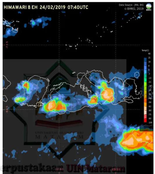 Gambar 2.4 Peta Citra Satelit Himawari 8 EH Untuk Daerah Propinsi  Nusa Tenggara Barat 