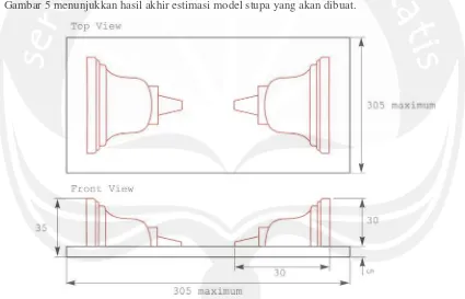 Gambar 5 menunjukkan hasil akhir estimasi model stupa yang akan dibuat. 