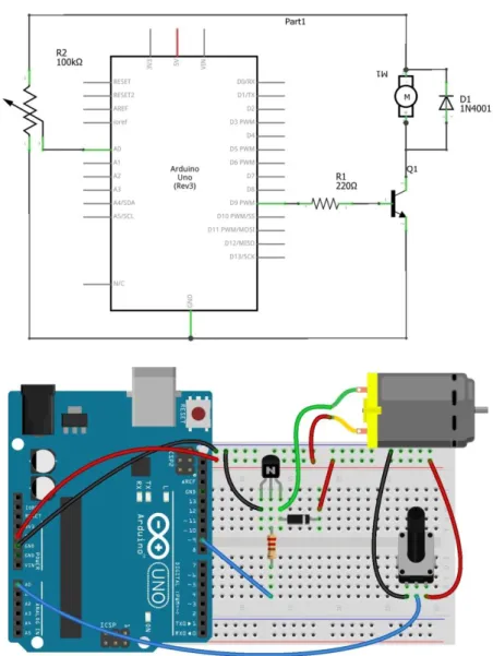 Gambar 13.1 Rangkaian kontrol motor DC dengan PWM 